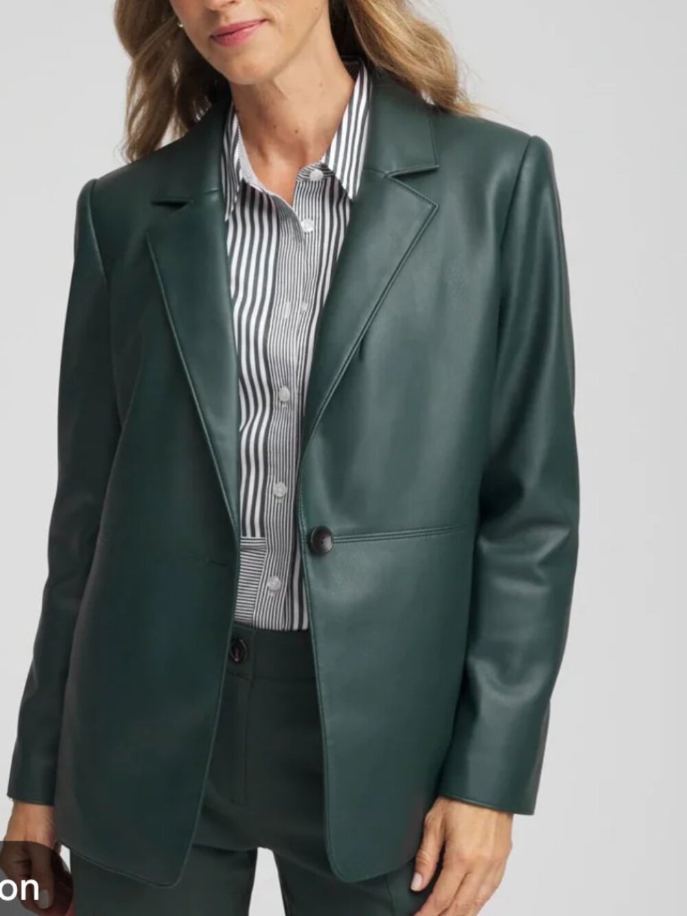 new CHICO'S vegan leather seamed blazer jacket 10